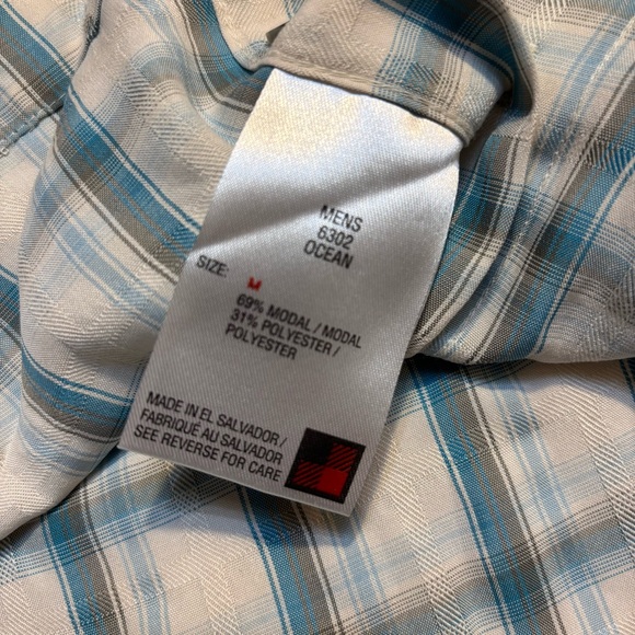 NEW Woolrich Shirt Men’s Small White Blue Grey Ocean Plaid Button Down Shirt - Picture 8 of 10